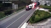 Brave trucker drives burning lorry out of tunnel to avoid potential explosion