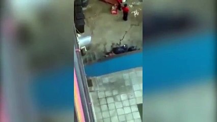KFC Workers Cleaning Chicken on Concrete Floor in Bin Room