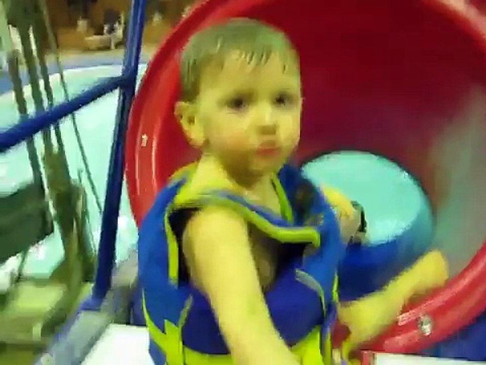 Baby On Pool Slide