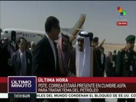 Rafael Correa llega a Arabia Saudita por IV Cumbre ASPA