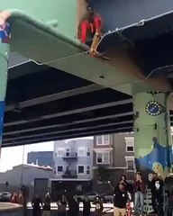 Skater Does The Biggest Acid Drop Off An Overpass