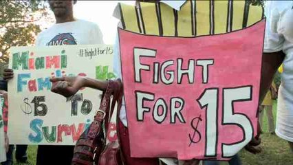 Miles de trabajadores claman en Estados Unidos por 15 dólares la hora