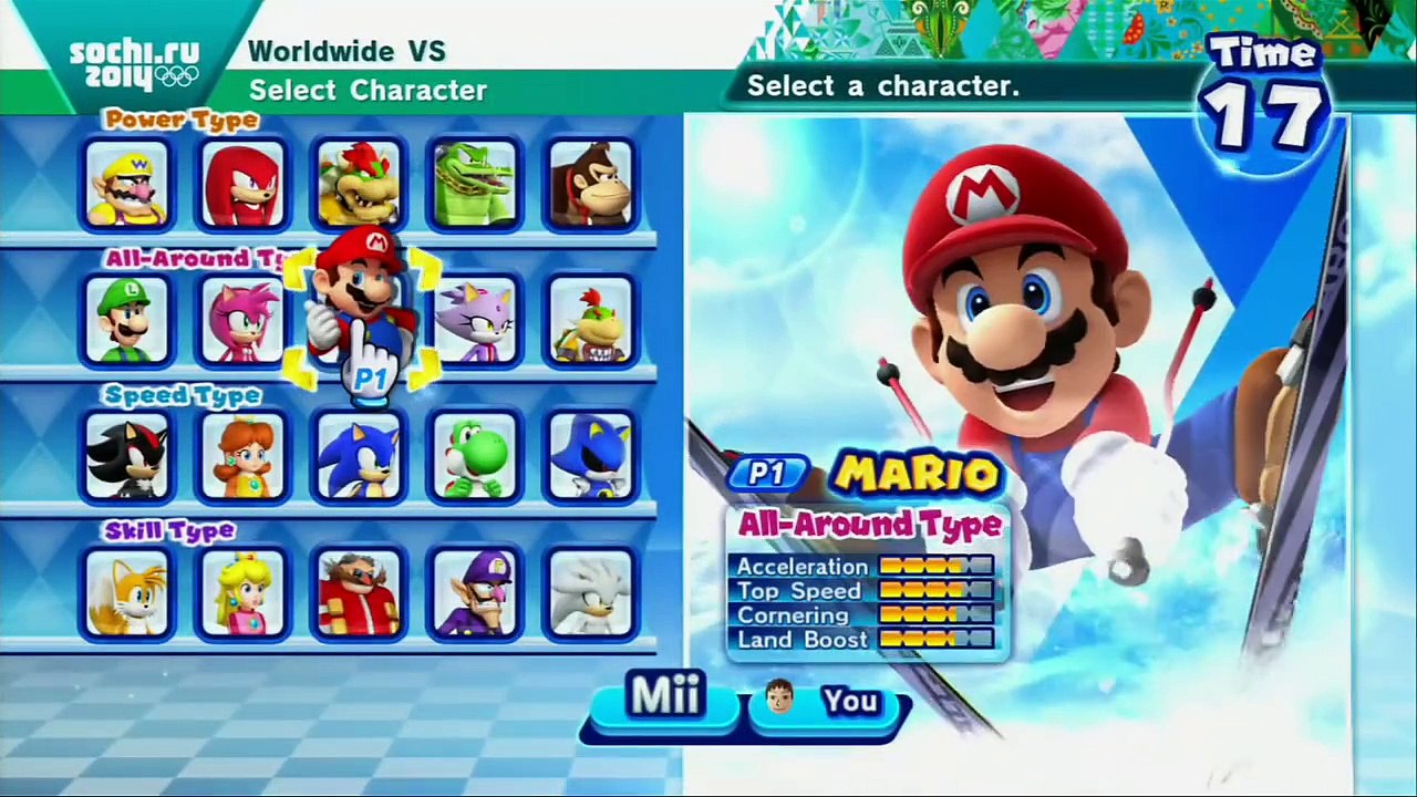 Mario & Sonic at the Sochi 2014 Olympic Winter Games: Freestlye Ski Cross (Online Match) [