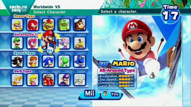 Mario & Sonic at the Sochi 2014 Olympic Winter Games: Freestlye Ski Cross (Online Match) [