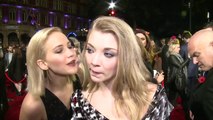 Jennifer Lawrence 'interview bombs' Natalie Dormer with huge kiss at Mockingjay Part 2 premiere