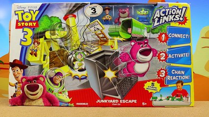 Toy Story Action Links Junkyard Escape Toy Review Superheroes Spiderman and Superman Ride