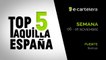 Top 5 Taquilla Espana Semana 6 noviembre-8 noviembre