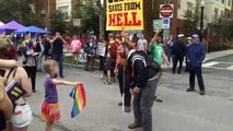 1st Grader Backs Down Homophobe Street Preacher