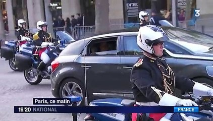 11-novembre : brève poignée de main entre François Hollande et Nicolas Sarkozy