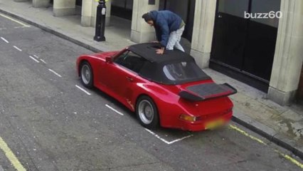 Man caught on camera trying to steal Porsche by slashing roof