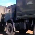 Ukraine War Russian Army Artillery convoy, shortly before entering Ukraine via Gukovo