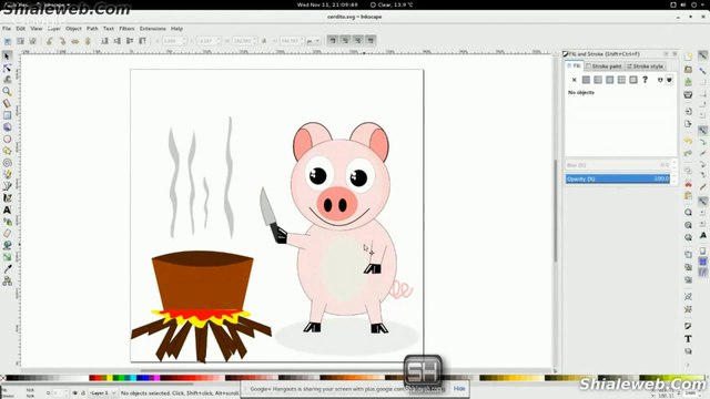 INKSCAPE TUTORIAL SPEED ART DIBUJO ANIME CARICATURA EN LINUX FEDORA 23 EL CERDITO ROSA NOVIEMBRE 2015
