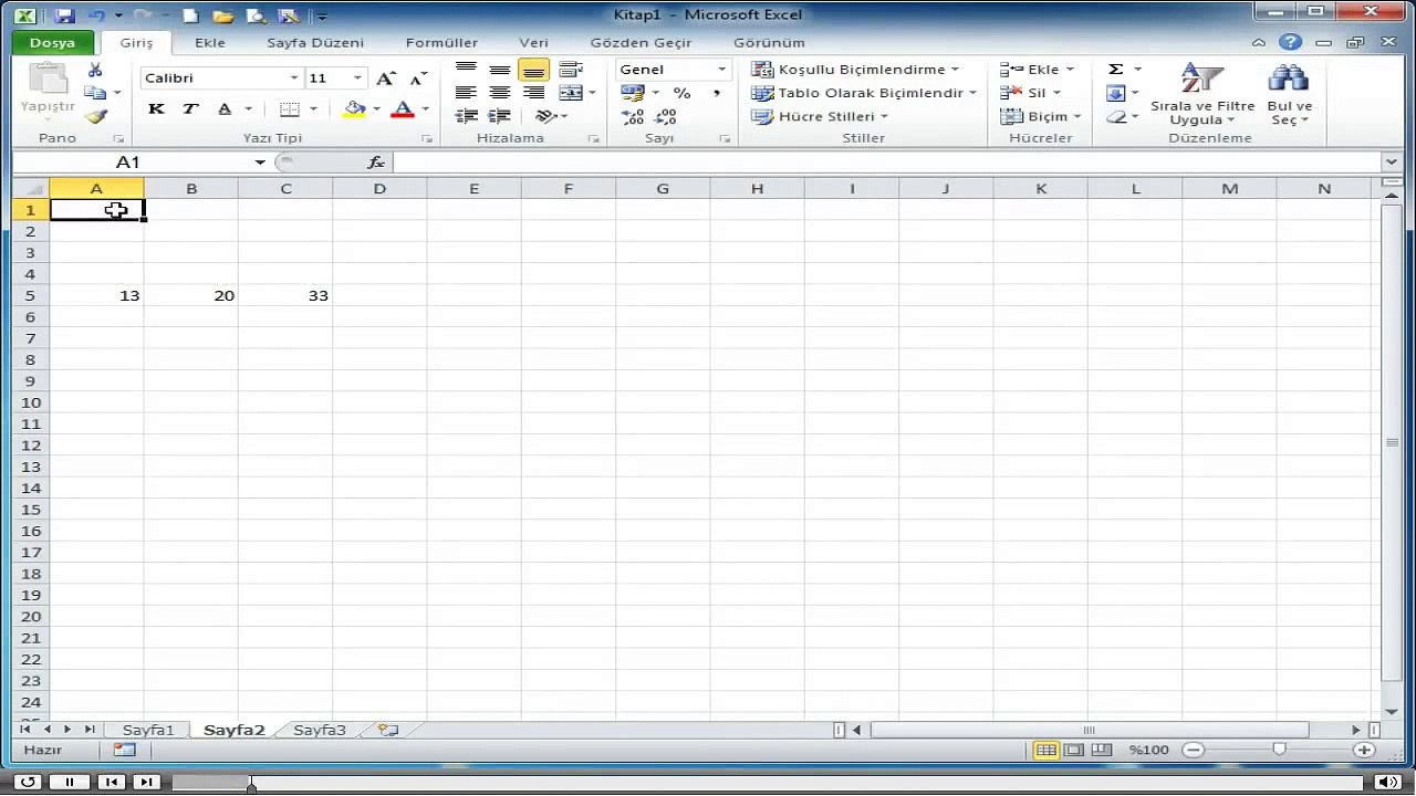 Excel, Baslangıc_5-Formül ve İşleve Giriş_2-Formül Oluşturma