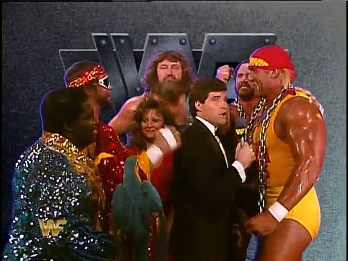 Team Mega Powers backstage with Sean Mooney