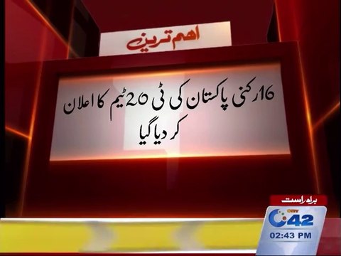 PCB announces 16-member T20 squad