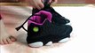 (HD) 100% Authentic Air Jordan Retro 13 black & pink unpacking review on feet