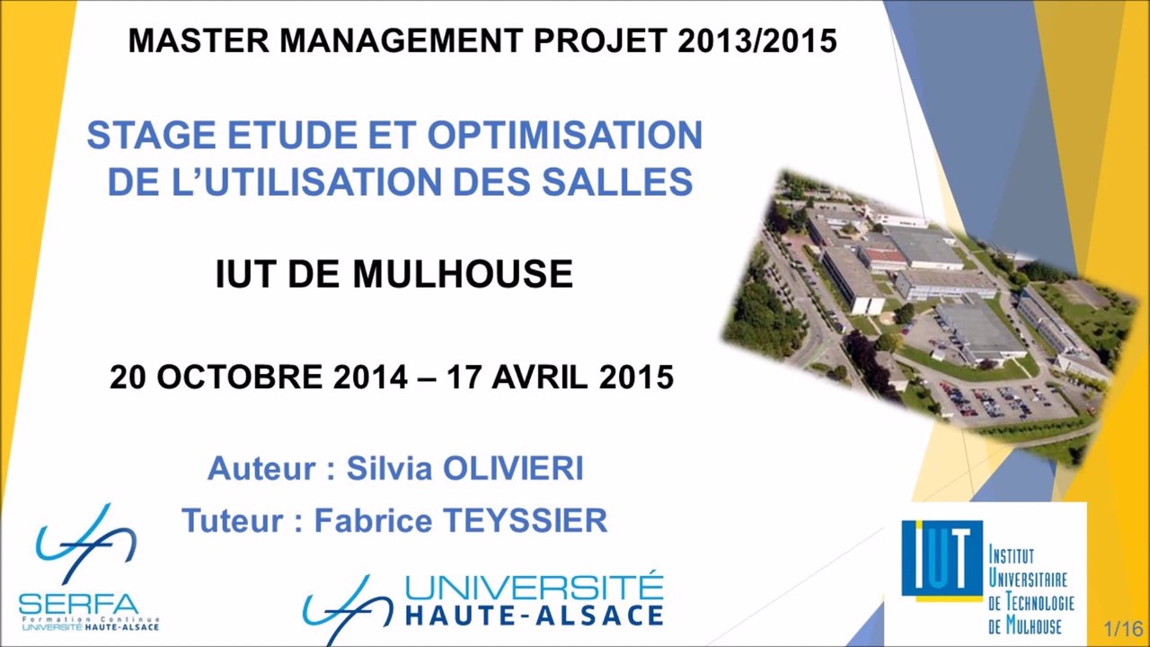 Stage Master de Silvia OLIVIERI realisé à l'IUT de Mulhouse