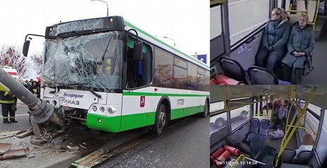 Motorista de Ônibus dorme ao Volante e bate de forma violenta contra Poste.