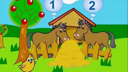 Мультики для самых маленьких. Ферма чисел. Цифры от 1 до 2. Считаем животных. Babyfirsttv