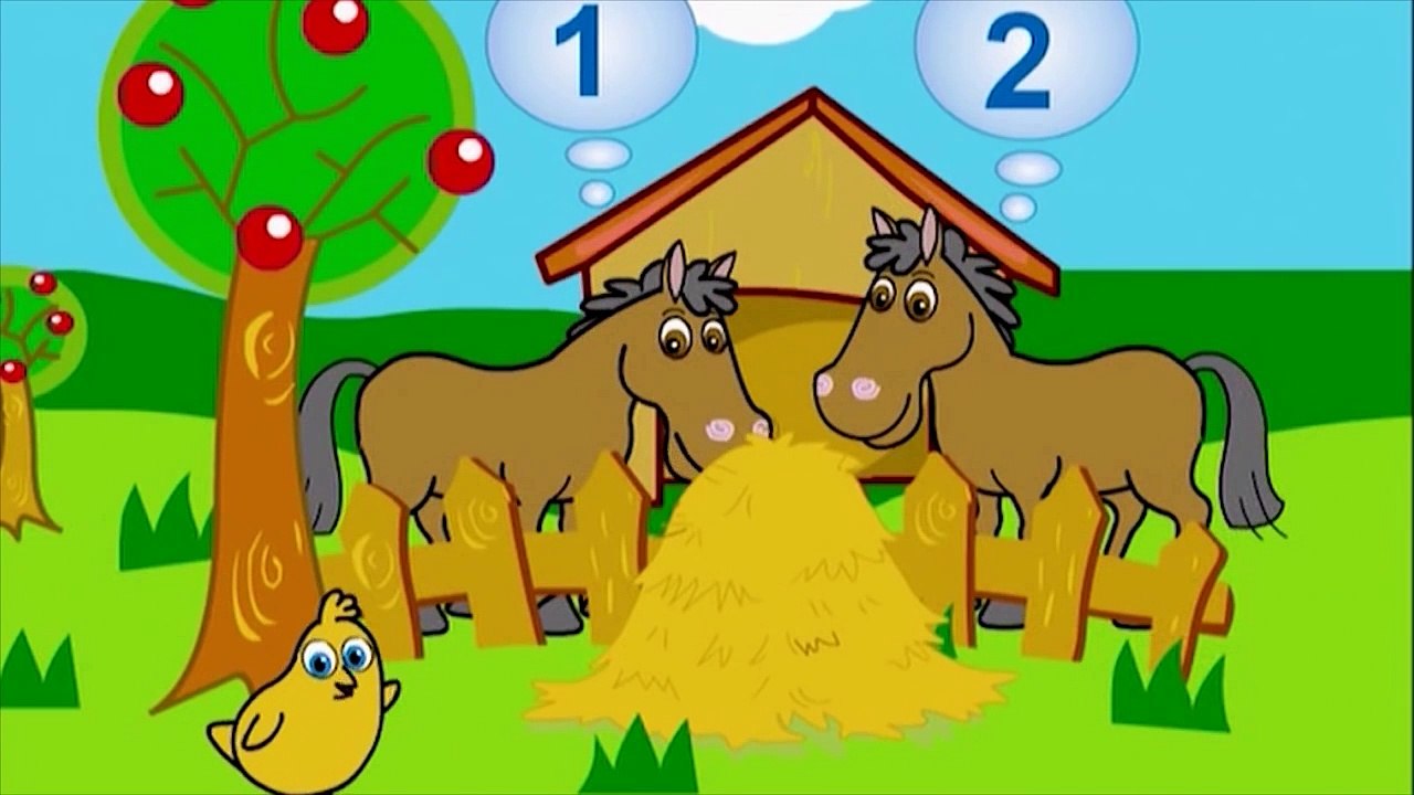 Мультики для самых маленьких. Ферма чисел. Цифры от 1 до 2. Считаем животных. Babyfirsttv