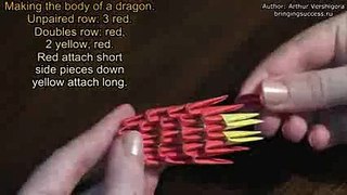 3D origami red Chinese dragon tutorial (instruction)