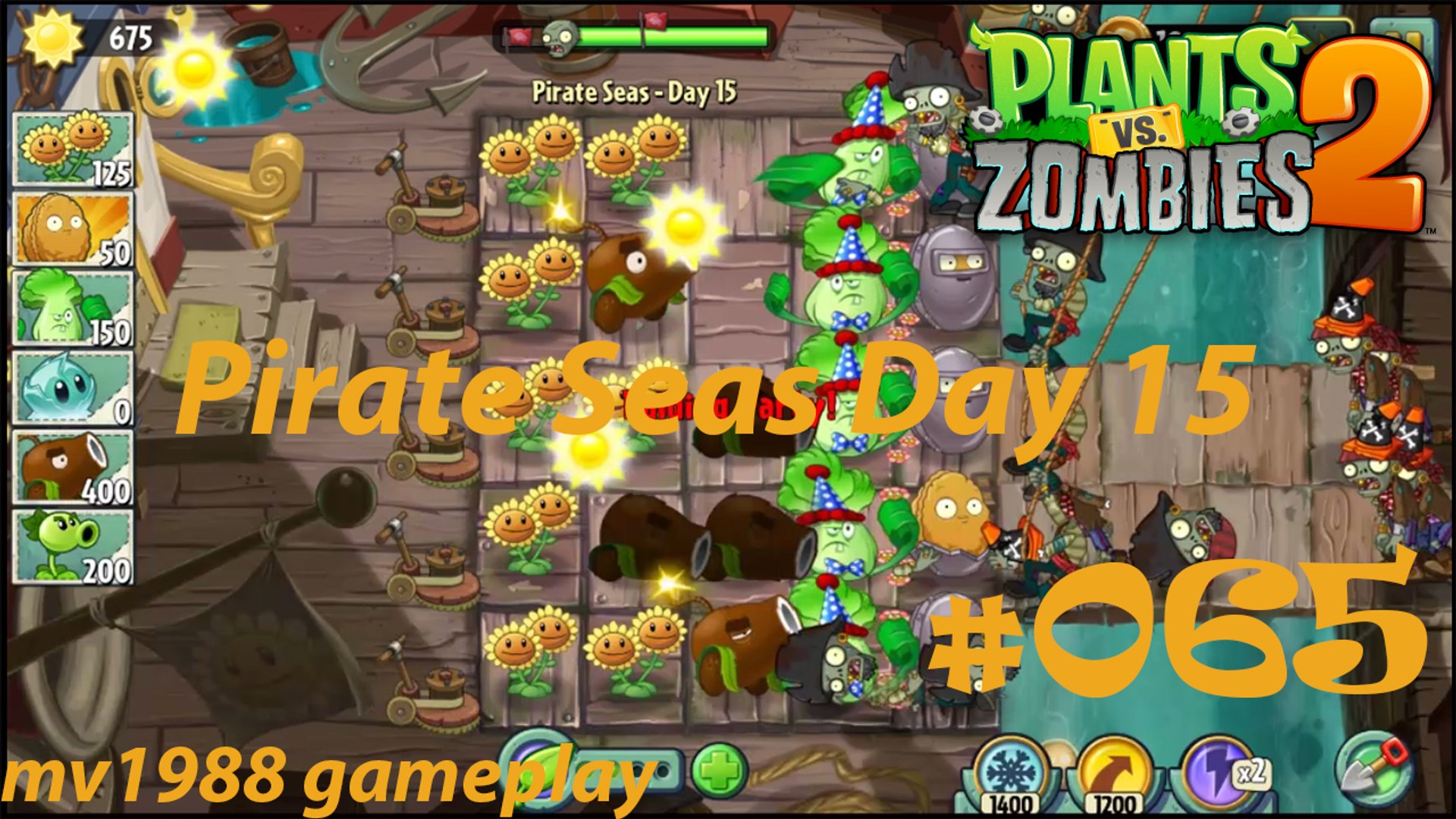 Plants vs Zombies 2 : Pirate Seas Day 16 Walkthrough 