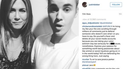¿Cuál es el 'Purpose' de Justin Bieber posando junto a Jennifer Aniston?