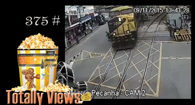 Grandpa takes his time crossing train tracks and almost gets hit by train