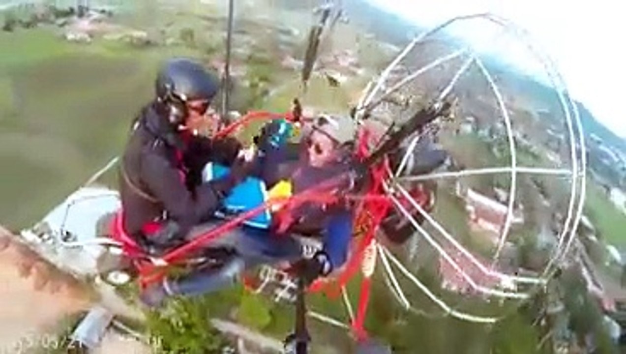 Two Crazy Guys Chilling While Flying