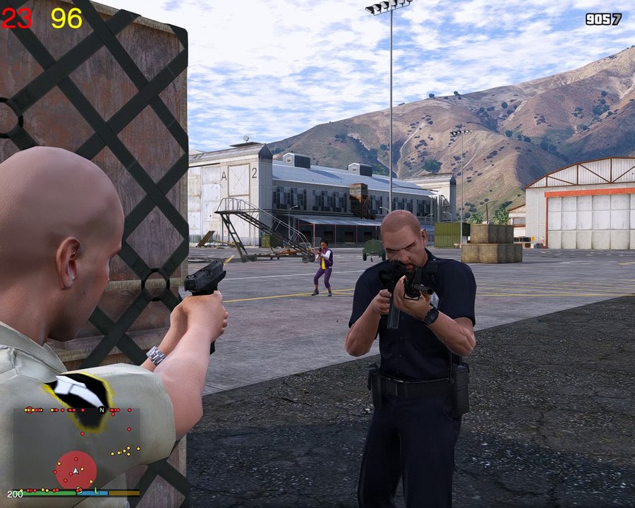 GTA V - Zancudo Military Base Shootout (Glock pistol)
