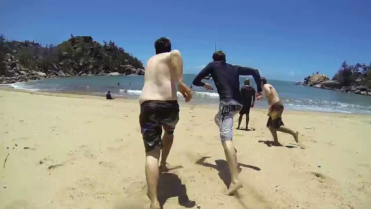 Runner Takes a Painful Spill on the Beach