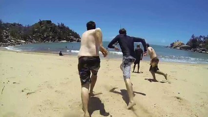 Runner Takes a Painful Spill on the Beach