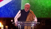 Narendra Modi makes his speech at Wembley Stadium to 60,000 people