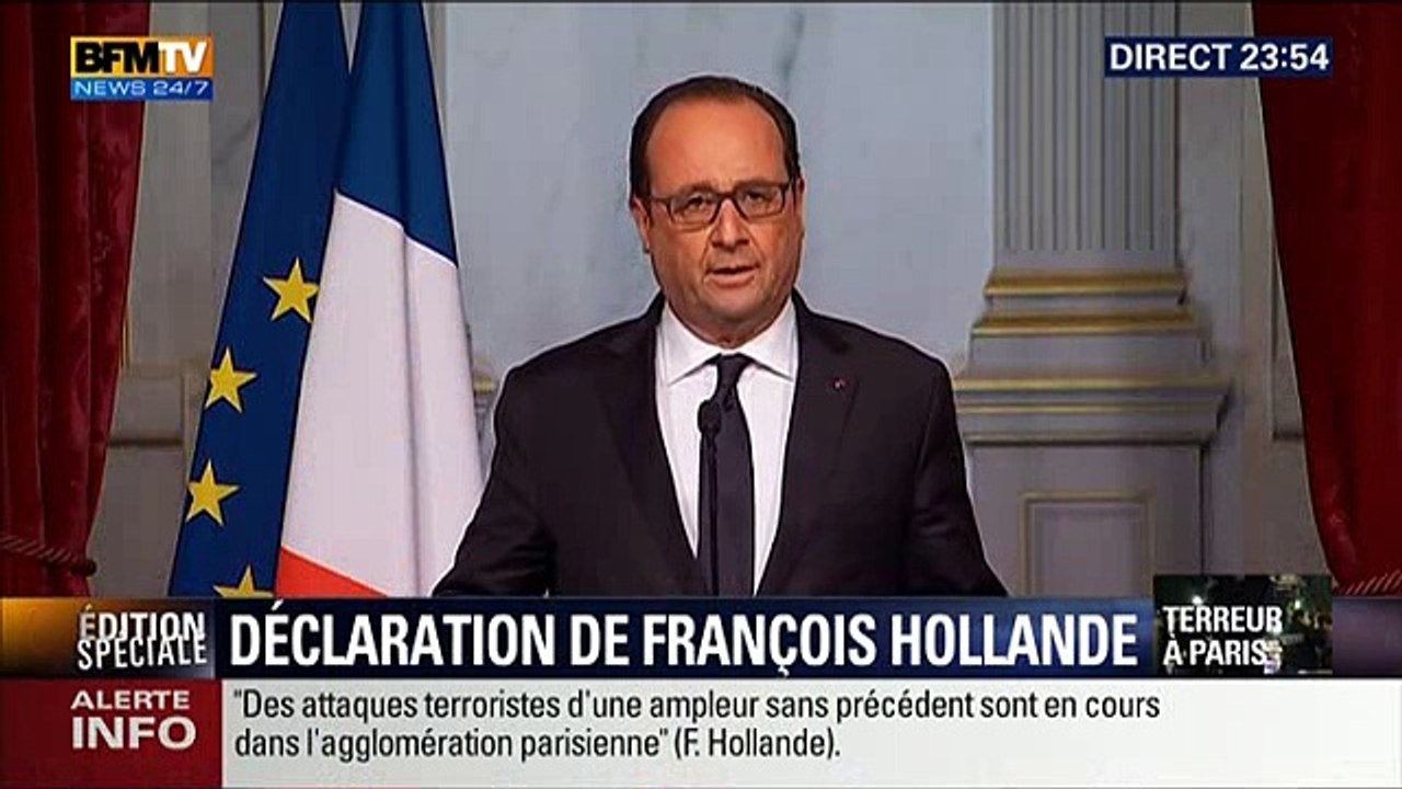 Attentats terroristes à ‪‎Paris‬ : État d'urgence décrété - Allocution de François Hollande