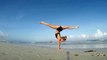 Yoga Handstand Arm Balance Beach Yoga Demo