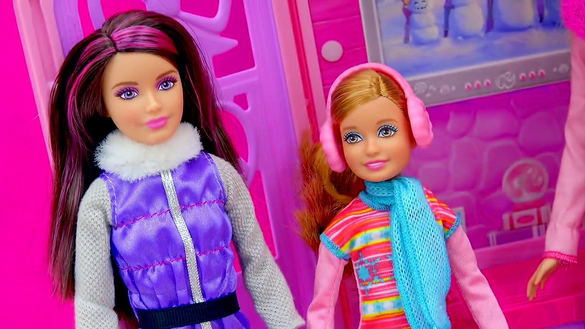 Barbie Cozy Cabin Life In The Dreamhouse Sisters House Playset Skiing Snowboarding Toy Un