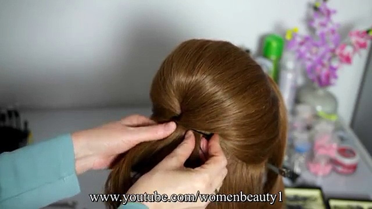 Wedding prom hairstyle for long hair. Bridal updo.