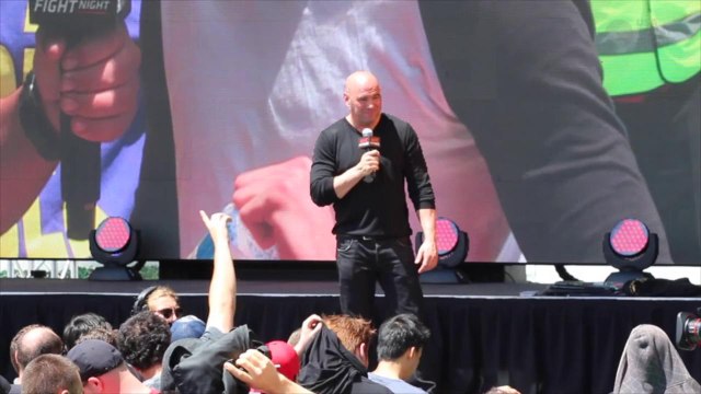 Dana White answers fan questions outside Melbourne's Etihad Stadium