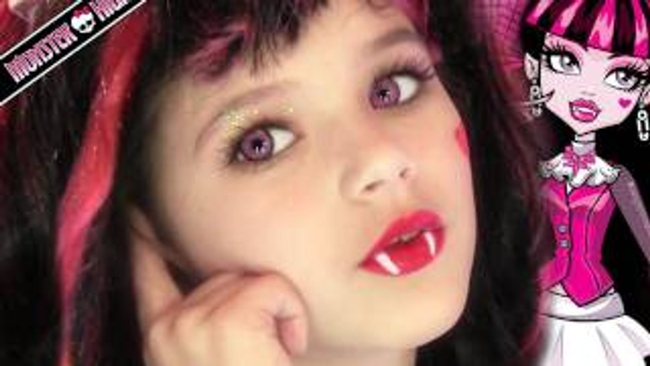 Draculaura Monster High Doll Costume Makeup Tutorial for Halloween