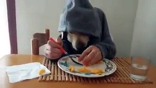 wait ,what -dog have hands or this boy has a dog face- strange video