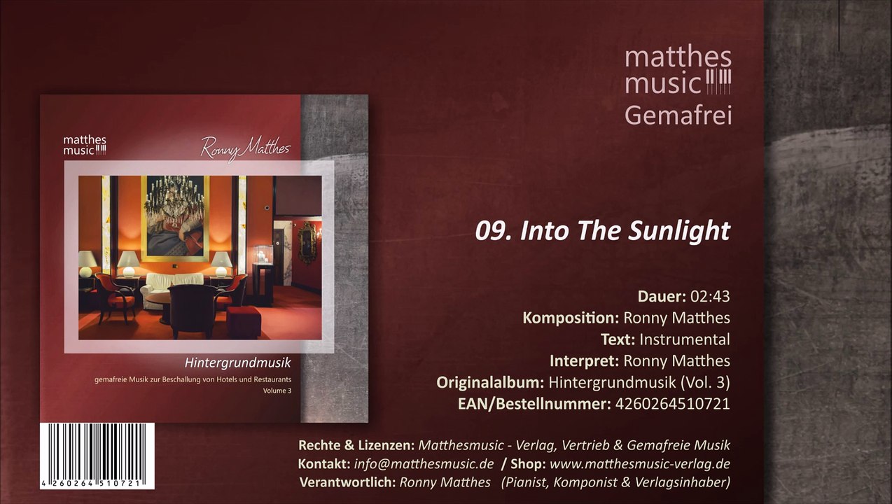 Into The Sunlight - Gemafreie Filmmusik - (09/12) - CD: Hintergrundmusik (Vol. 3)