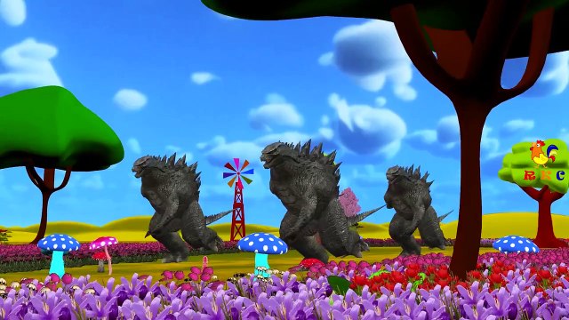 Finger Family Rhymes Dragons Godzilla Cartoons | Ringa Ringa Roses Children Nursery Rhymes