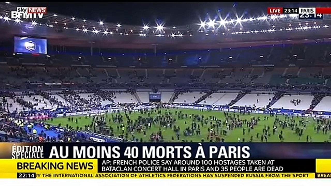 Paris Attack _ Stade de France Pitch Floods With Spectators