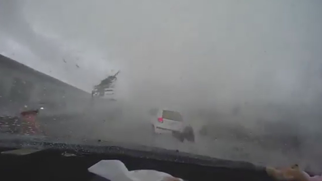 Typhoon takes a car infront of camera!!
