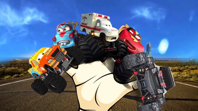 Finger Family Rhymes For Children Monster Trucks Cartoons _ Finger Family Nursery Rhymes