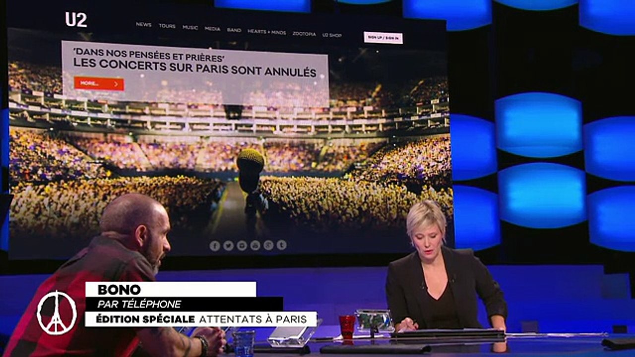 Attentats de Paris : témoignage de Bono (Grand Journal)