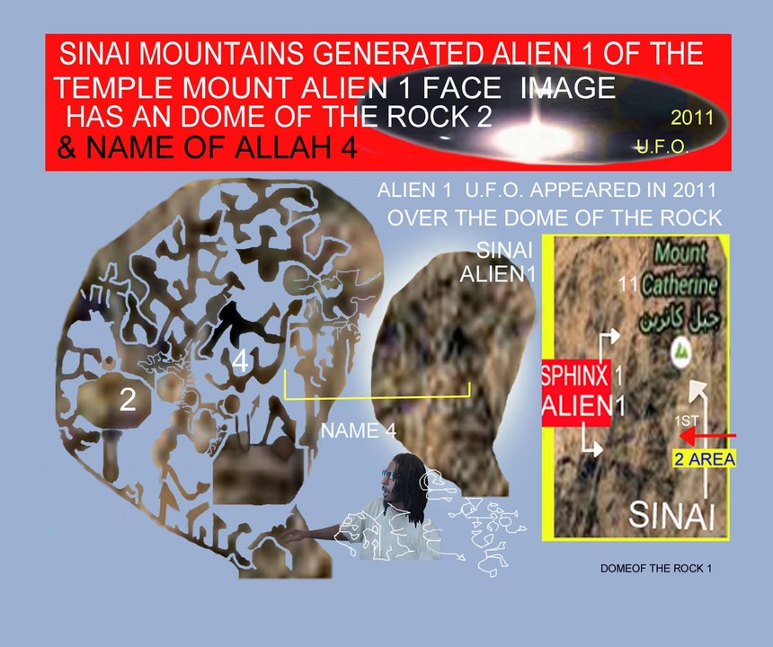 MT SINAI FACE OF  ALIEN 1OF THE OLD TESTAMENTORBITING PYRAMID 7 FORM OFCOMET ISON & THE TEMPLE MOUNTSPHINX 1