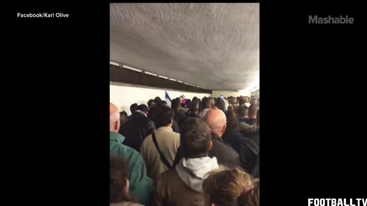 French fans sing National Anthem 'La Marseillaise' - Evacuation from Stade de France _ Paris Attack