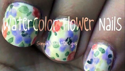 Watercolor Flower Nail Art Tutorial  Back To School Nail Art