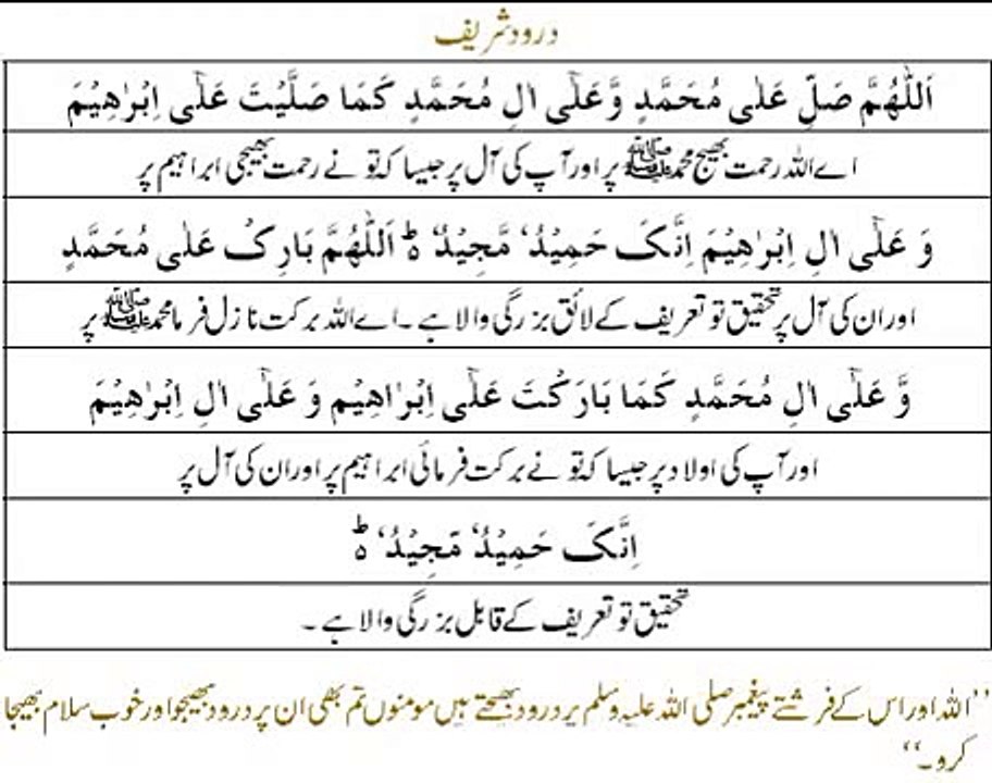 Darood E Pak Darood E Ibrahem With Translate In Urdu